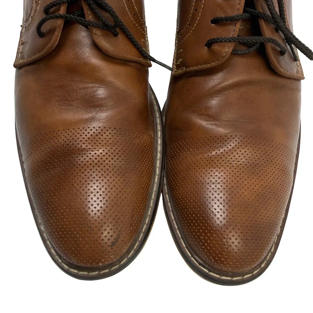 Steve Madden Mens Perforated Cap Toe‎ Brown Oxfords Size 12 Zero Grand Insoles
